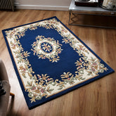 Royal Traditional Navy Blue Hand Tufted Wool Rug - Pendle Village Furniture